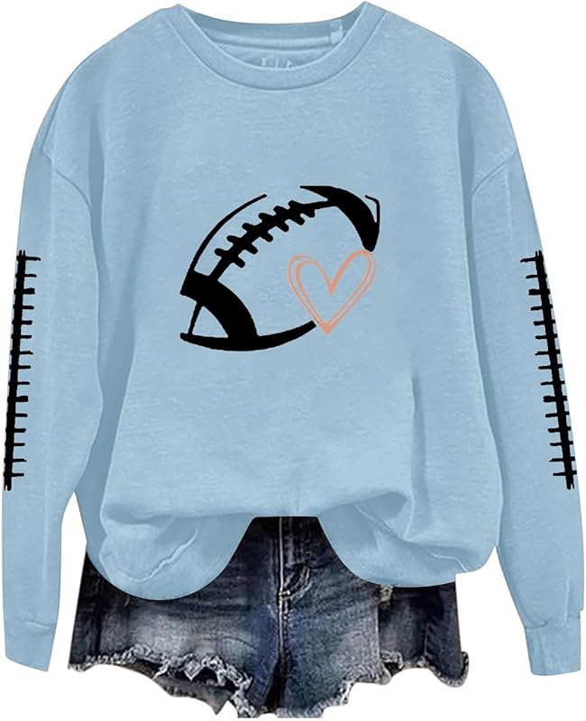Game Day Football Sweatshirts For Women - Long Sleeve Football Shirts, Cute Cheer Mom Shirt, Crewneck Pullover Tops