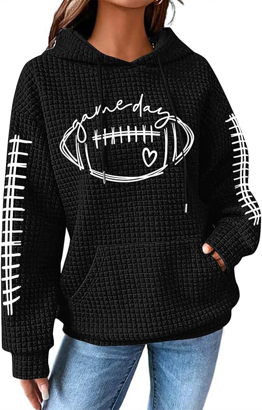 Football Shirt for Women Game Day Sweatshirts Womens Football Mom Hoodie Youth Long Sleeve Jersey