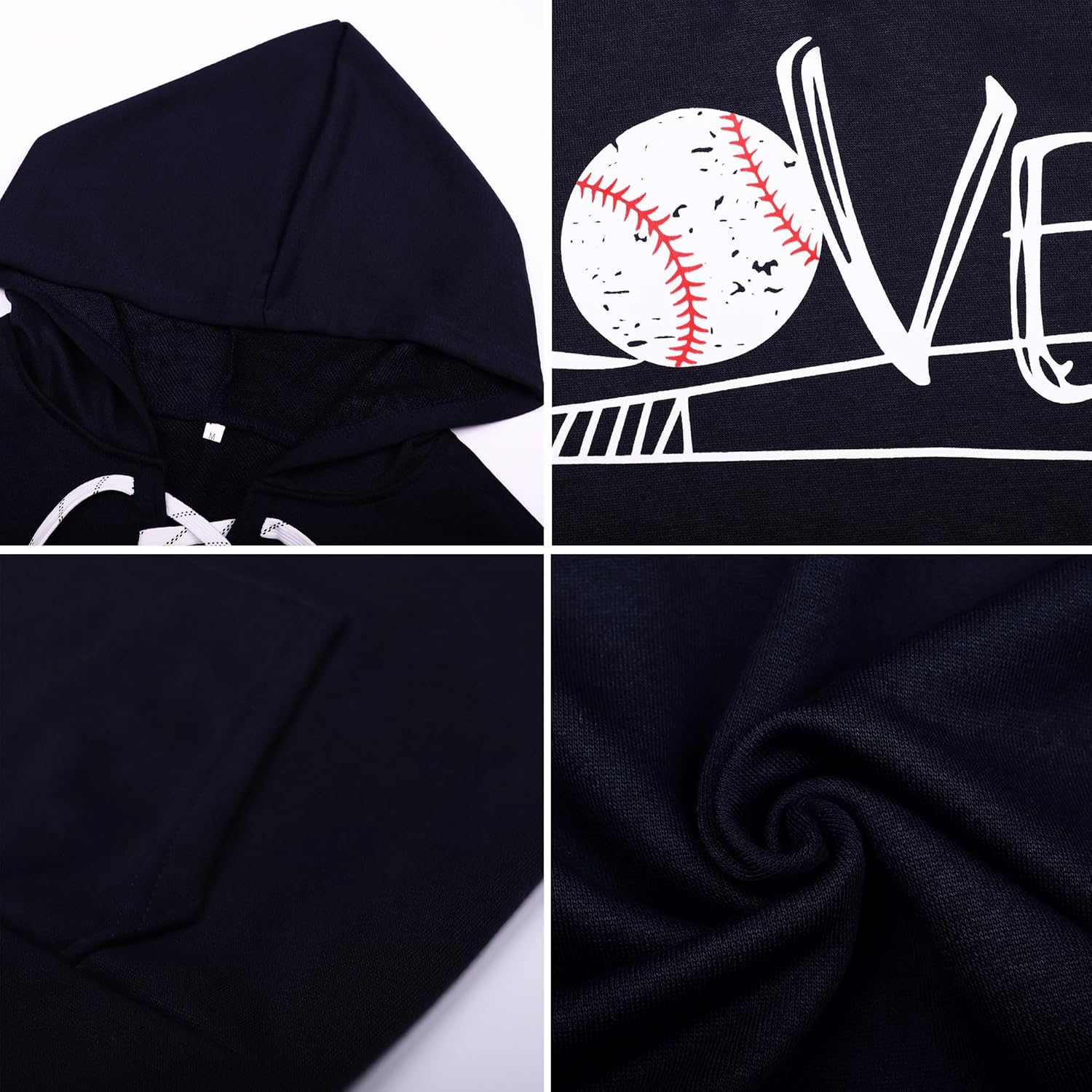 Women's V Neck Long Sleeve Baseball Hoodie Sweatshirt Pullover Loose Mom Shirt