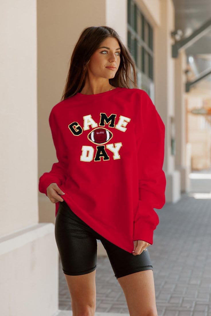 Women Sunday Funday Sweatshirt Cute Football Graphic Pullover Game Day Weekend Tops Casual Football Season Shirt