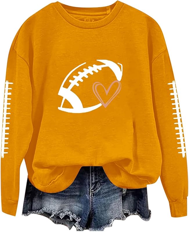 Game Day Football Sweatshirts For Women - Long Sleeve Football Shirts, Cute Cheer Mom Shirt, Crewneck Pullover Tops