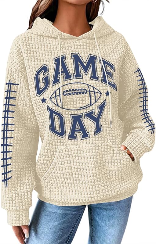 Football Shirt for Women Game Day Sweatshirts Womens Football Mom Hoodie Youth Long Sleeve Jersey