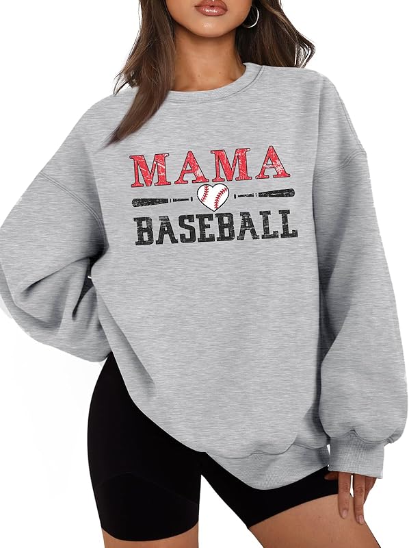 Mama Sweatshirt Long Sleeve Cheer Mom Shirt for Baseball Football Soccer Baketball Dance Sport Pullover Tops