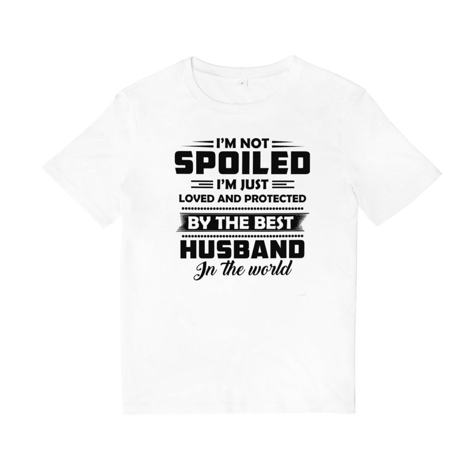Men's “I’m Not Spoiled, Just Loved by Best Husband” Graphic T - Shirt - Cute Couple Tee - Gray
