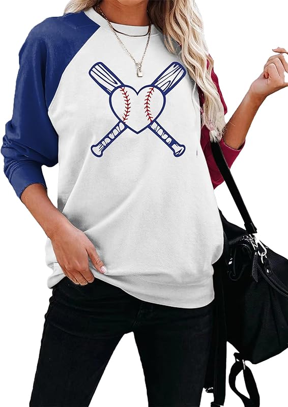 Womens Raglan Sleeve Shirt Pullover Tops, Soft Loose Casual Crewneck Gift Sweatshirt for Women