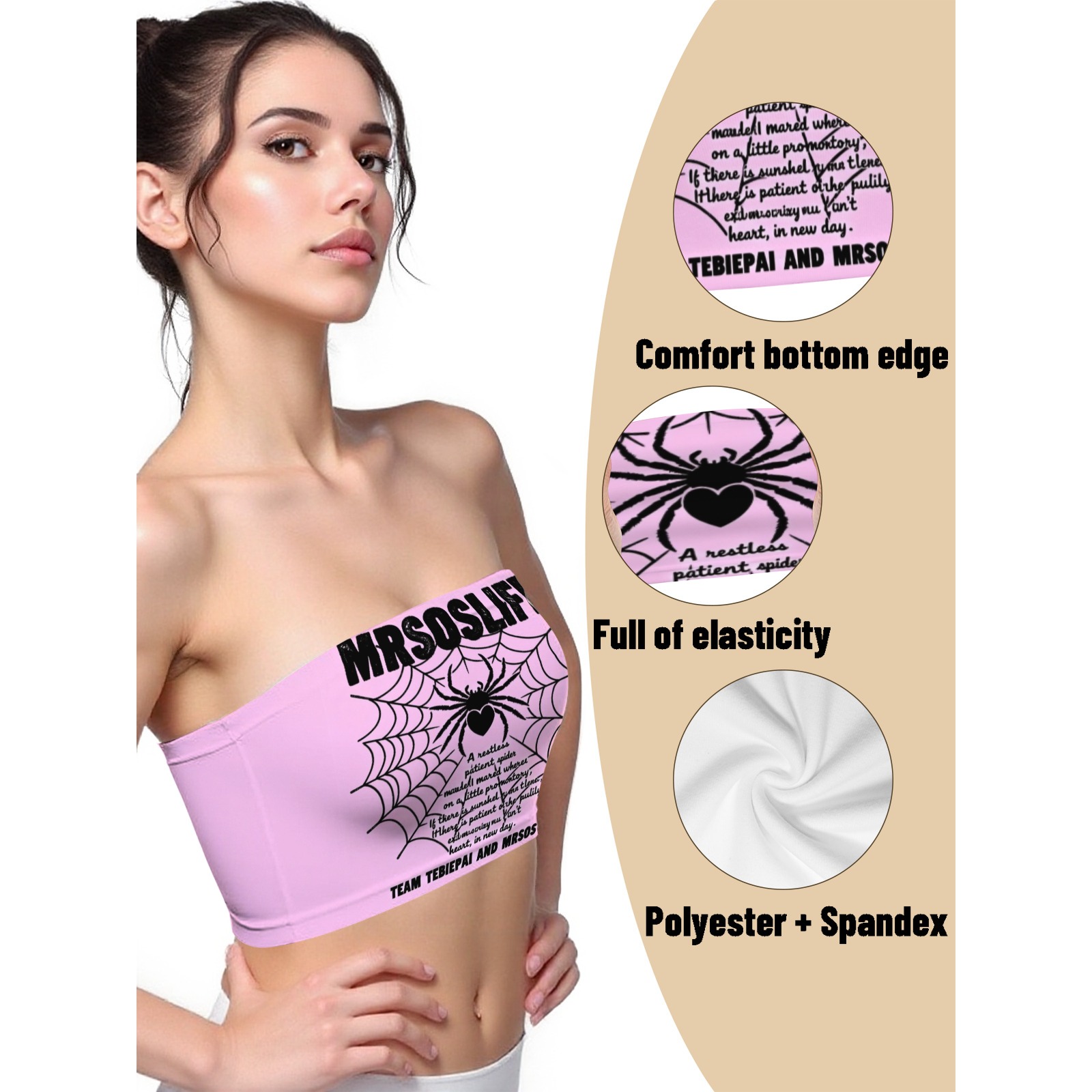 Women's ��MRSOSLIFE�� Spider Web Print Tube Top-Pixelunique