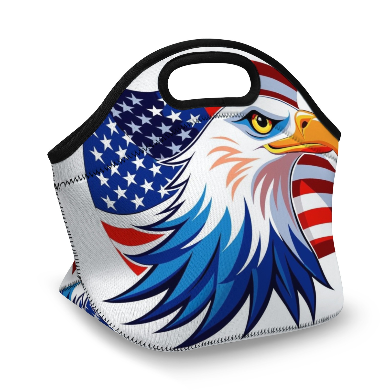 American Eagle & Flag Neoprene Lunch Bag - Insulated Tote for Work, Picnics-Pixelunique