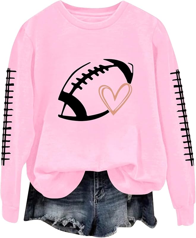 Game Day Football Sweatshirts For Women - Long Sleeve Football Shirts, Cute Cheer Mom Shirt, Crewneck Pullover Tops