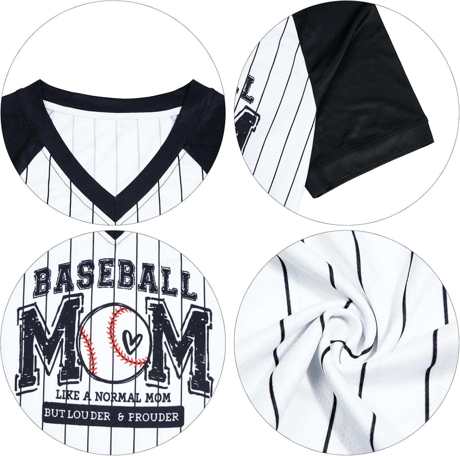 Baseball Mom Shirts for Women - Oversized V Neck Baseball Jersey Shirt Stripe Graphic Print Casual Tops Tees