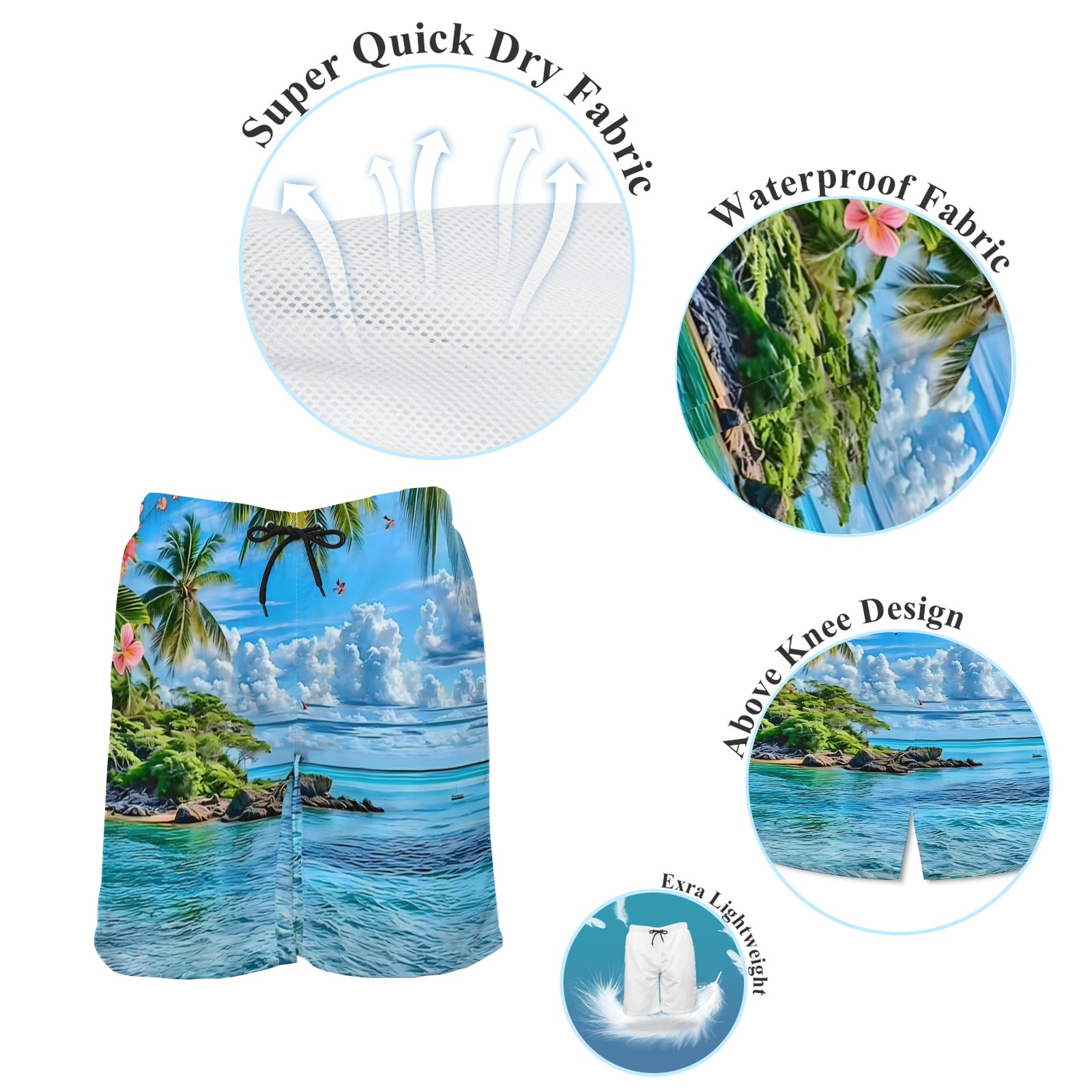 Men's Smiley Emoji Print Beach Shorts