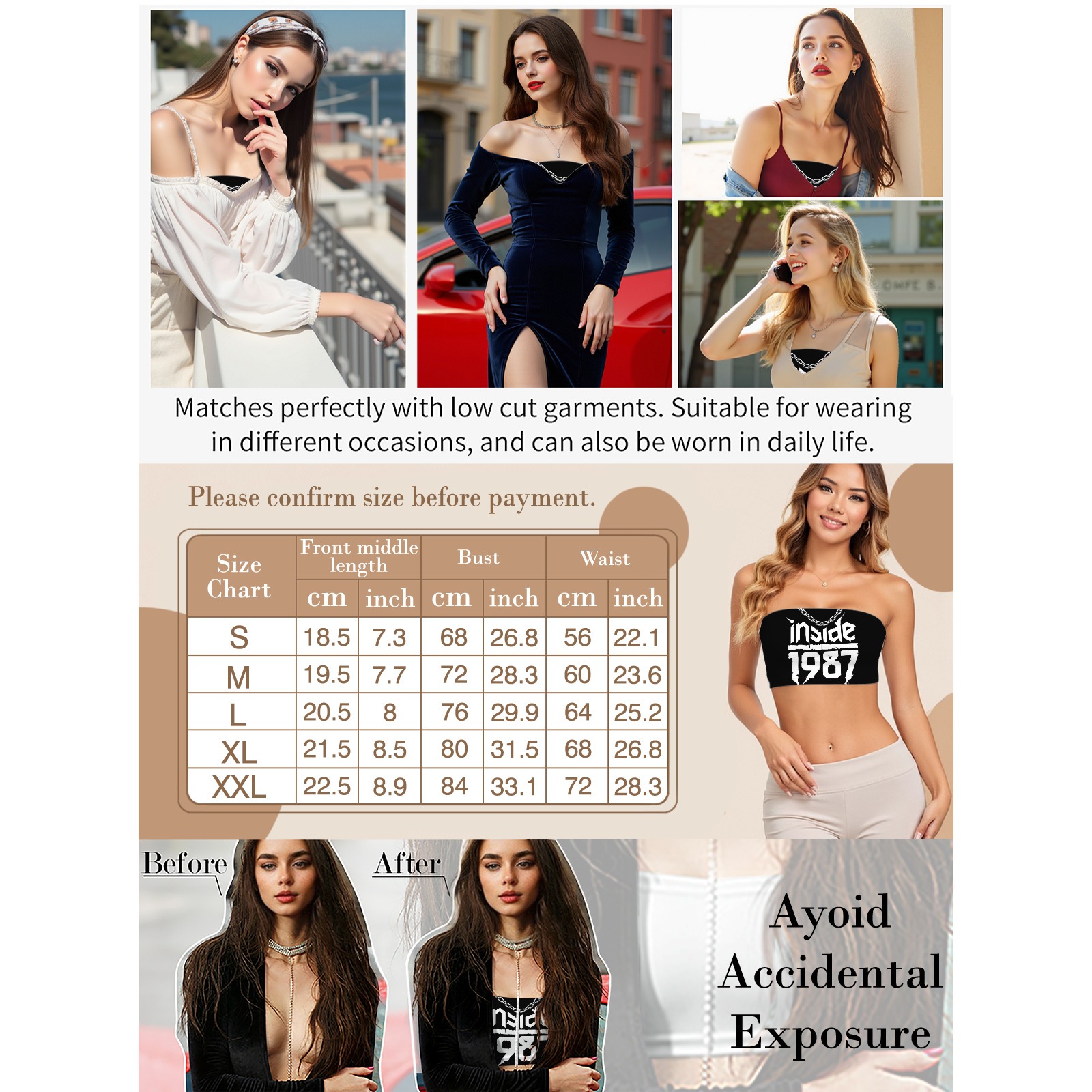 Women's Inside 1987 Print Tube Top - Strapless Stretchy Summer Crop Top-Pixelunique