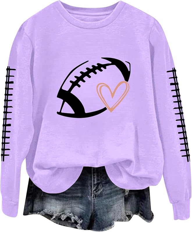 Game Day Football Sweatshirts For Women - Long Sleeve Football Shirts, Cute Cheer Mom Shirt, Crewneck Pullover Tops