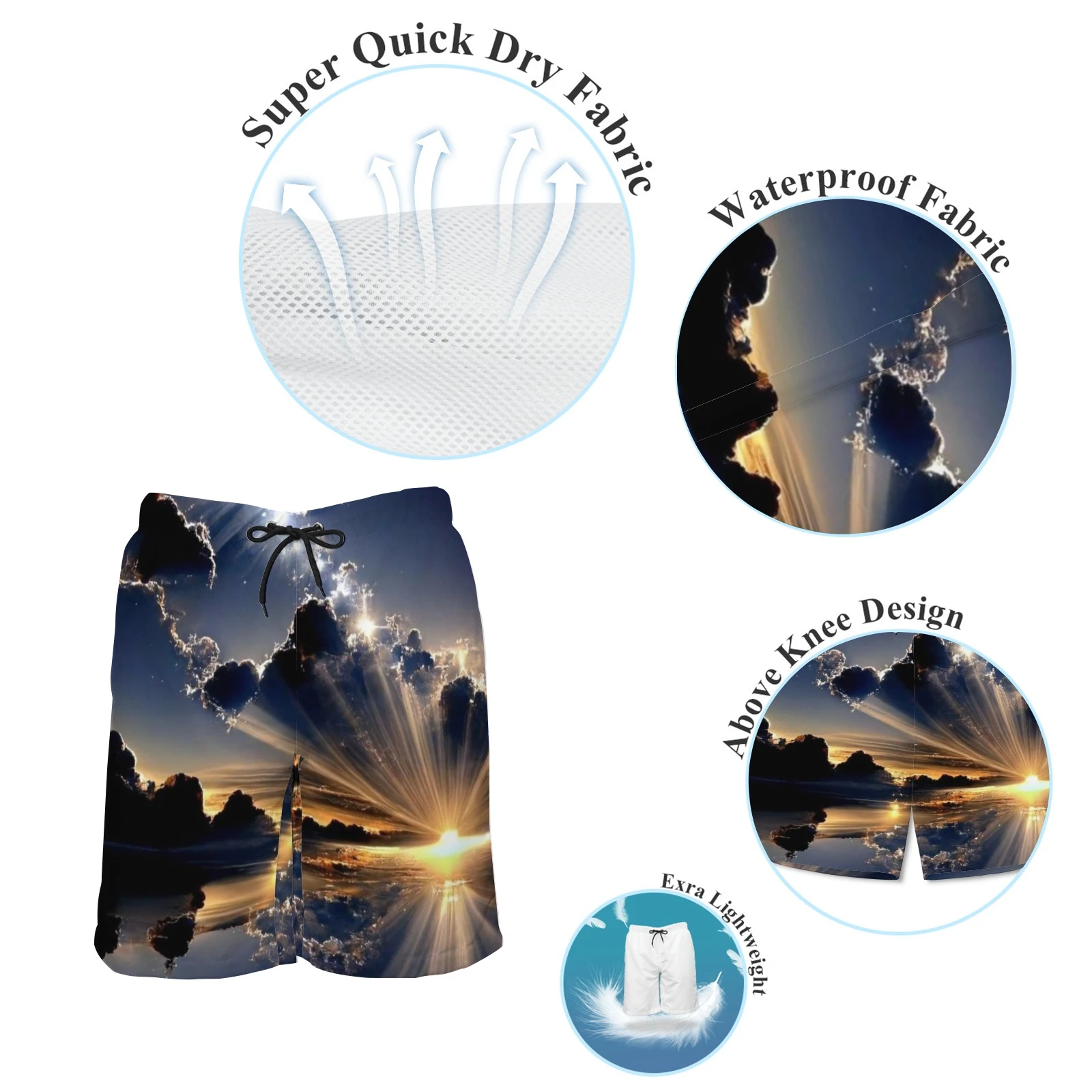 Men's Smiley Emoji Print Beach Shorts