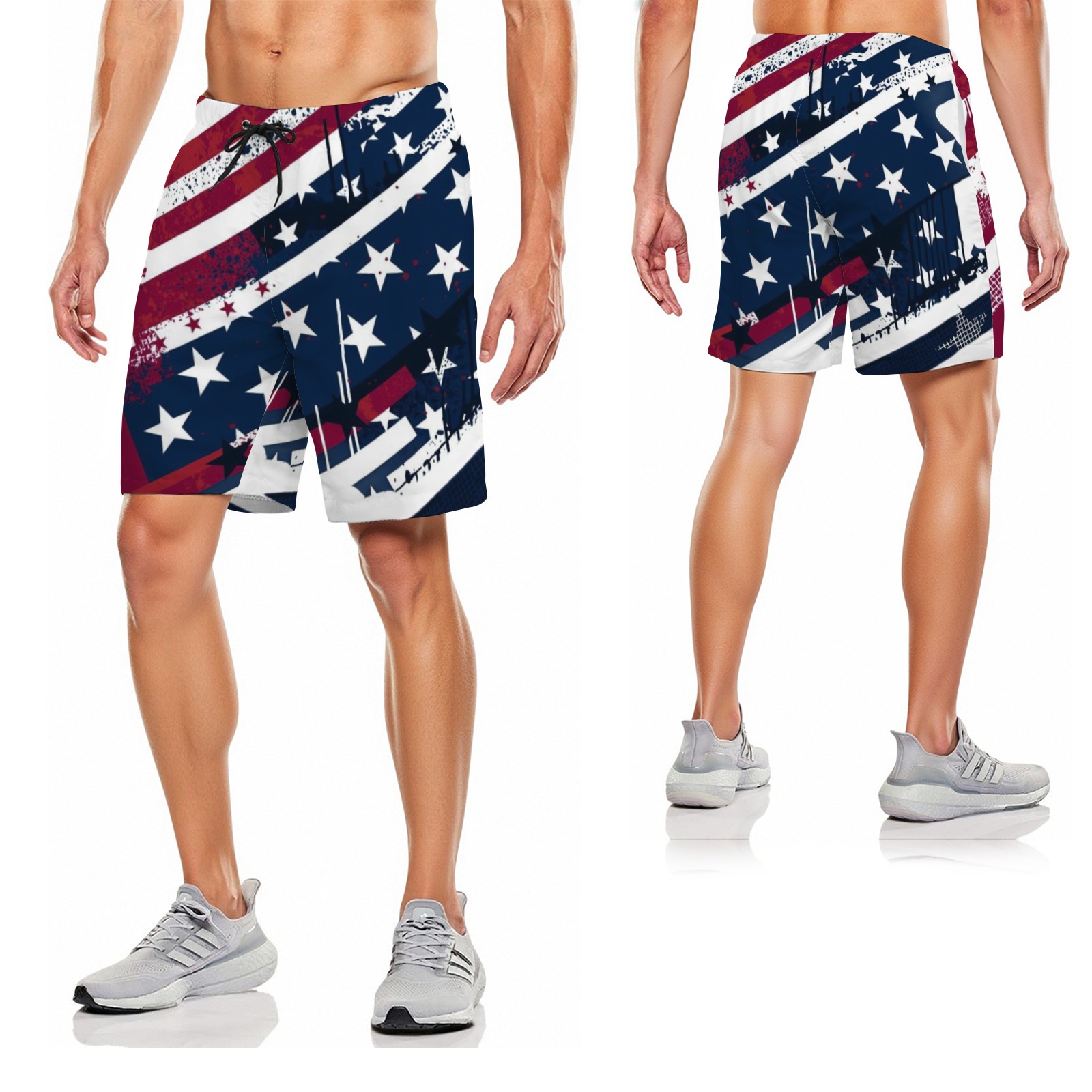 Men's American Flag Print Beach Shorts - Quick - Dry, Versatile Swim & Casual Shorts