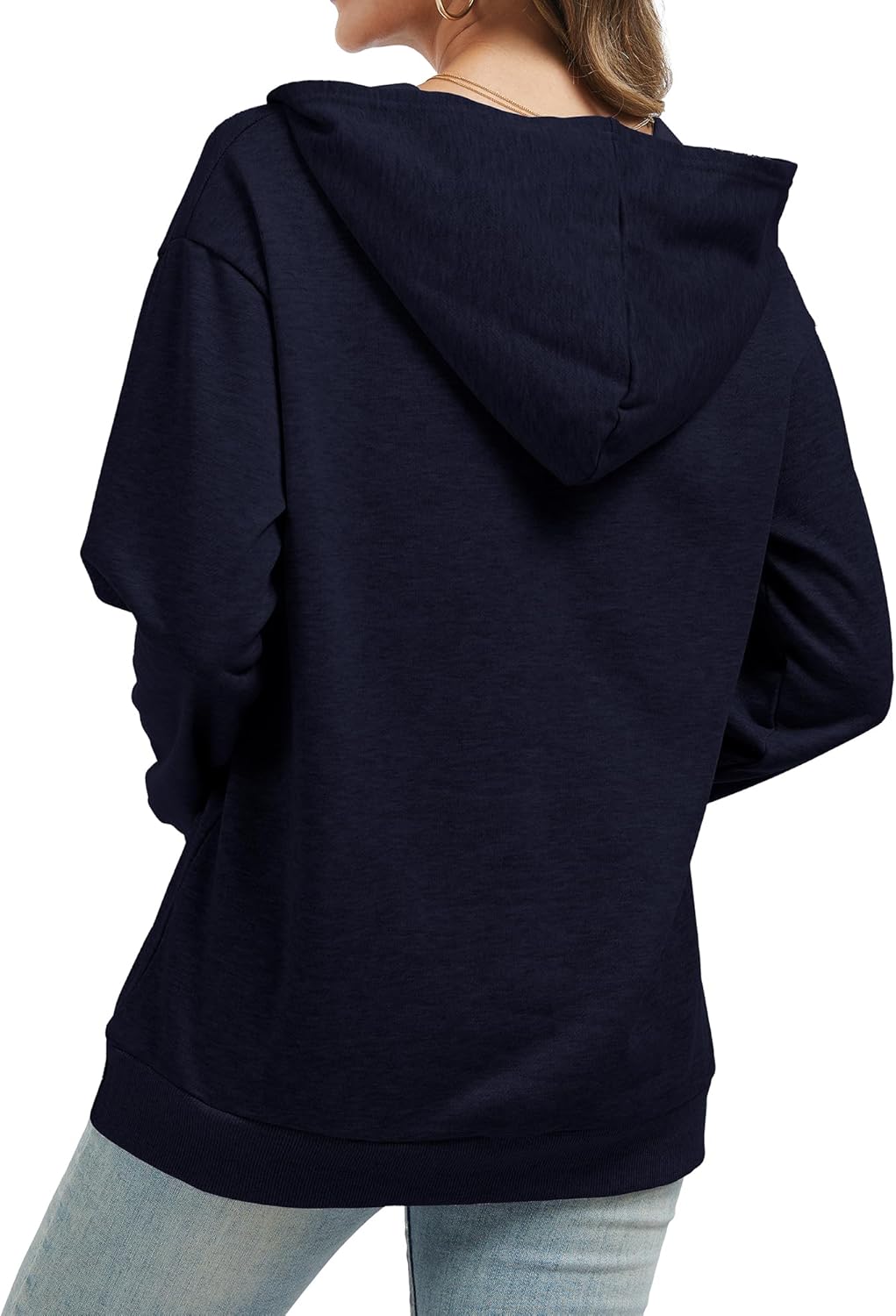 Women's V Neck Long Sleeve Baseball Hoodie Sweatshirt Pullover Loose Mom Shirt