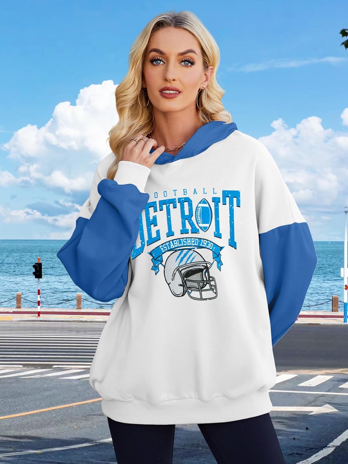 Game Day Hoodie Women Cute Football Graphic Pullover Sweatshirt Football Season Sweaters Fans Y2k Casual Holiday Tops