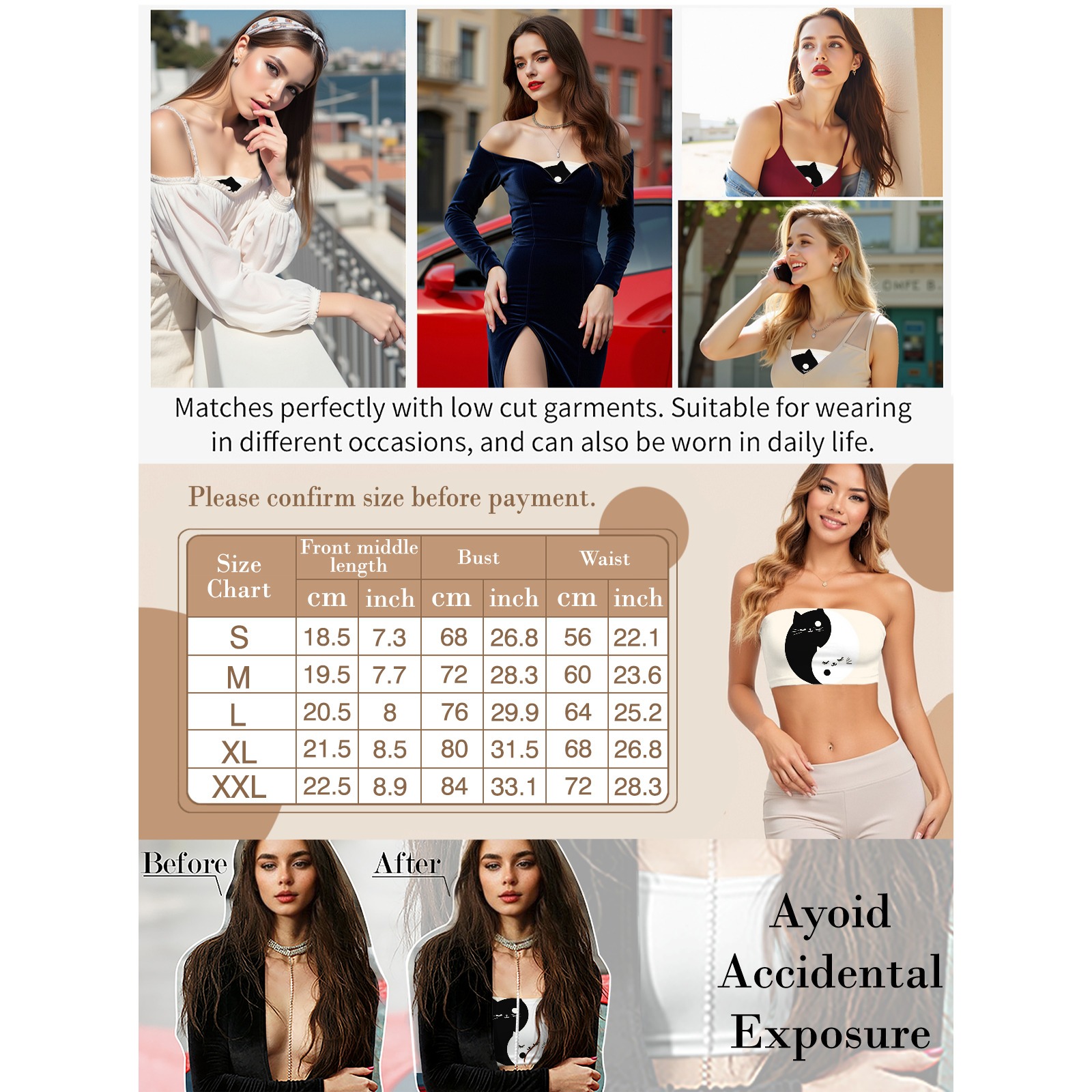 Women's Yin - Yang Cat Print Tube Top - Strapless Stretchy Summer Crop Top-Pixelunique