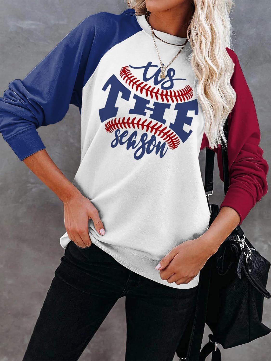 Womens Raglan Sleeve Shirt Pullover Tops, Soft Loose Casual Crewneck Gift Sweatshirt for Women