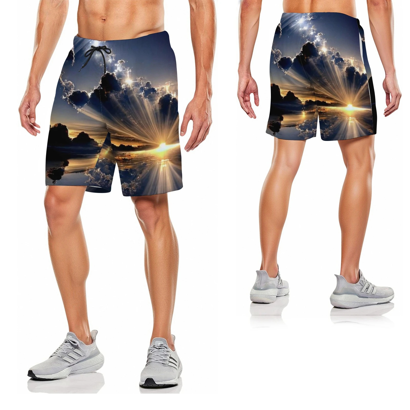 Men's Smiley Emoji Print Beach Shorts