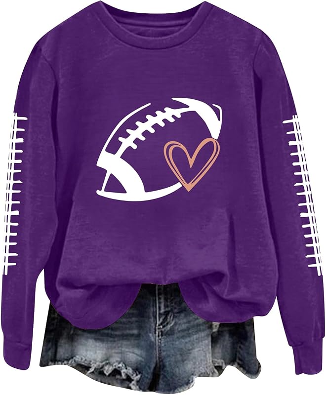 Game Day Football Sweatshirts For Women - Long Sleeve Football Shirts, Cute Cheer Mom Shirt, Crewneck Pullover Tops