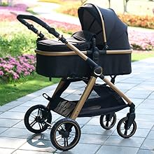 Accombe 2 in 1 Baby Stroller, Convertible Bassinet Pushchair for Infants and Newborns 0-36 Months…