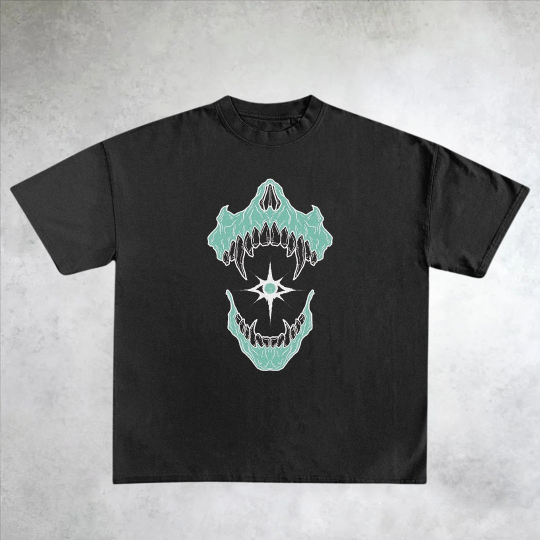 Black Red Skeleton Distressed Graphic T-Shirt