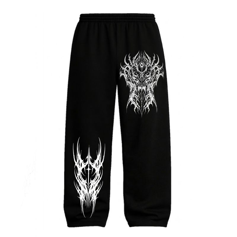 nitechapel-cyber-demon-fission-baggy-sweatpants-black-front-staggered-asymmetrical-print