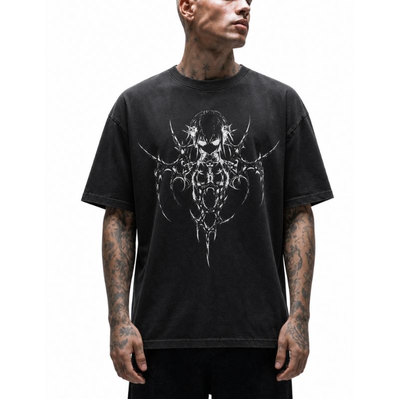 Cyber Goth Anime Portrait T-Shirt
