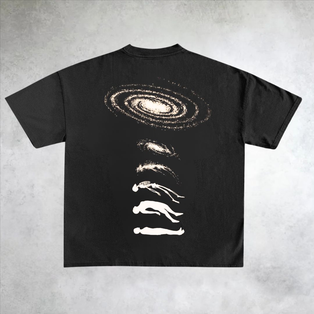 Black Red Skeleton Distressed Graphic T-Shirt