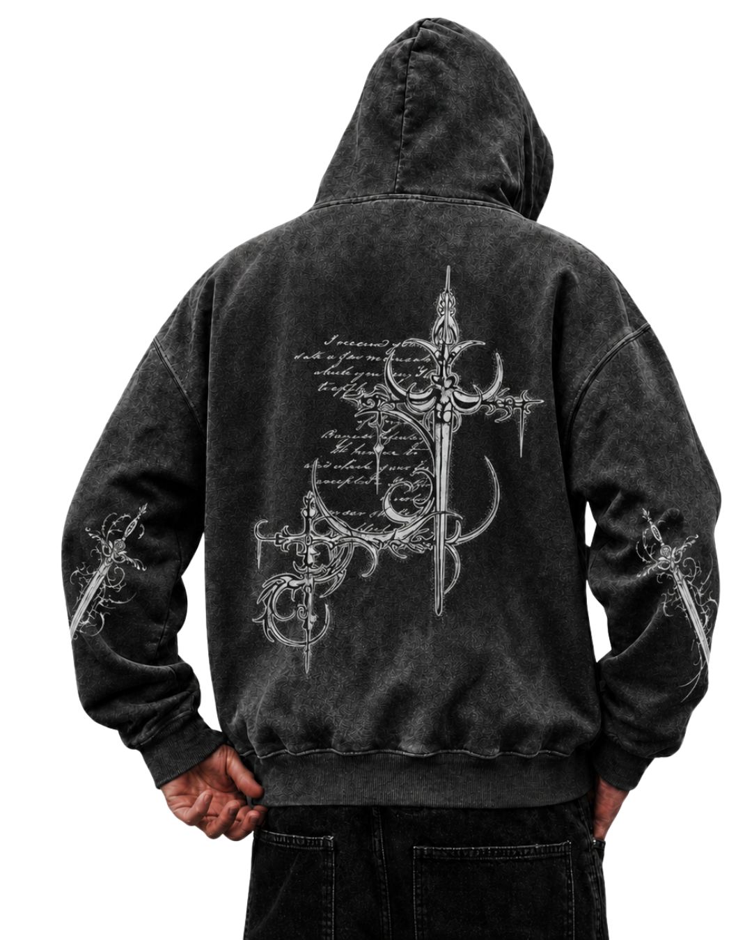 Baroque Sword Cross Washed Hoodie