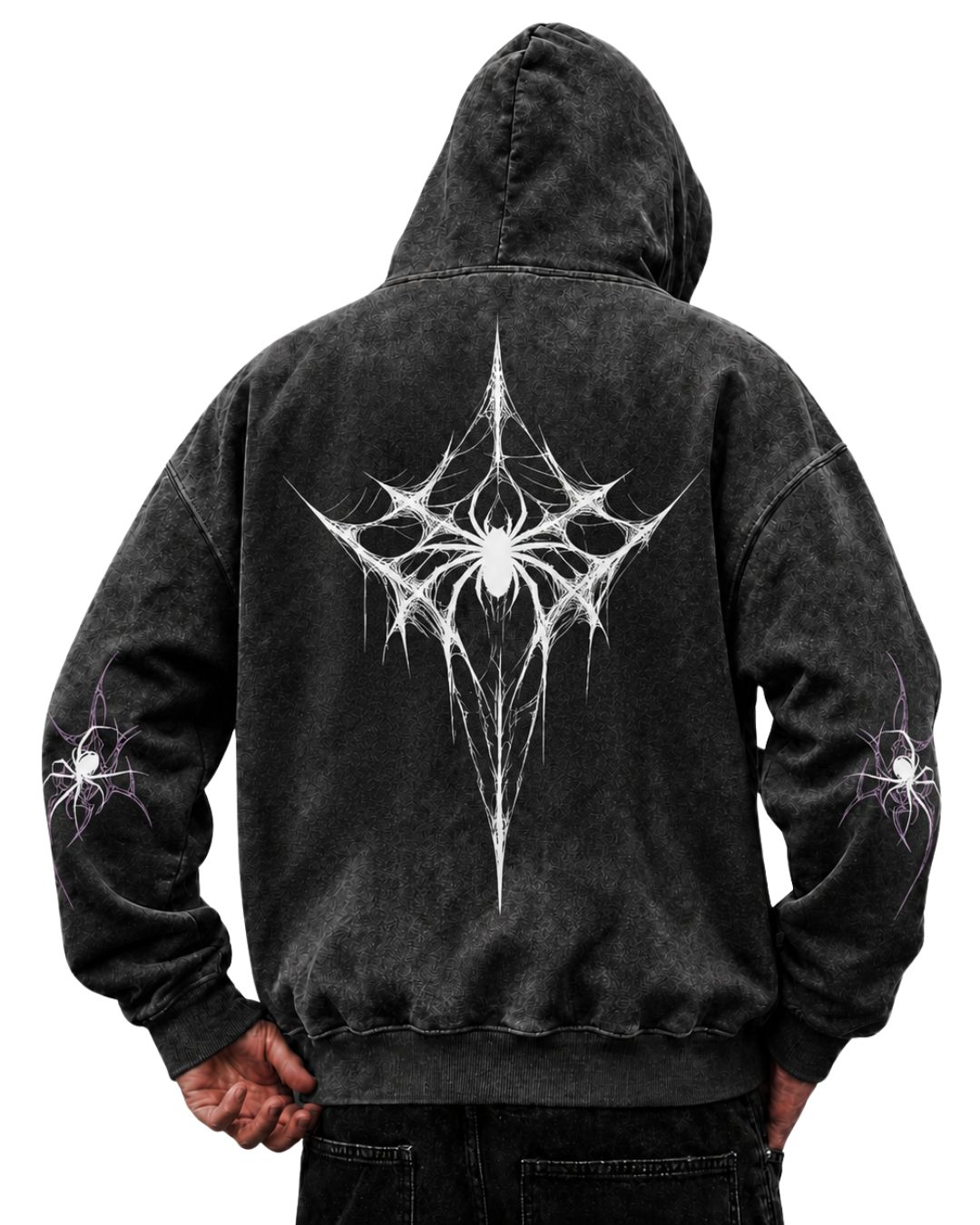Arachnid Web Metal Logo Washed Hoodie
