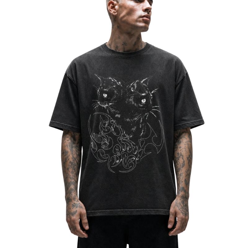 Two-Headed Cat Tribal T-Shirt