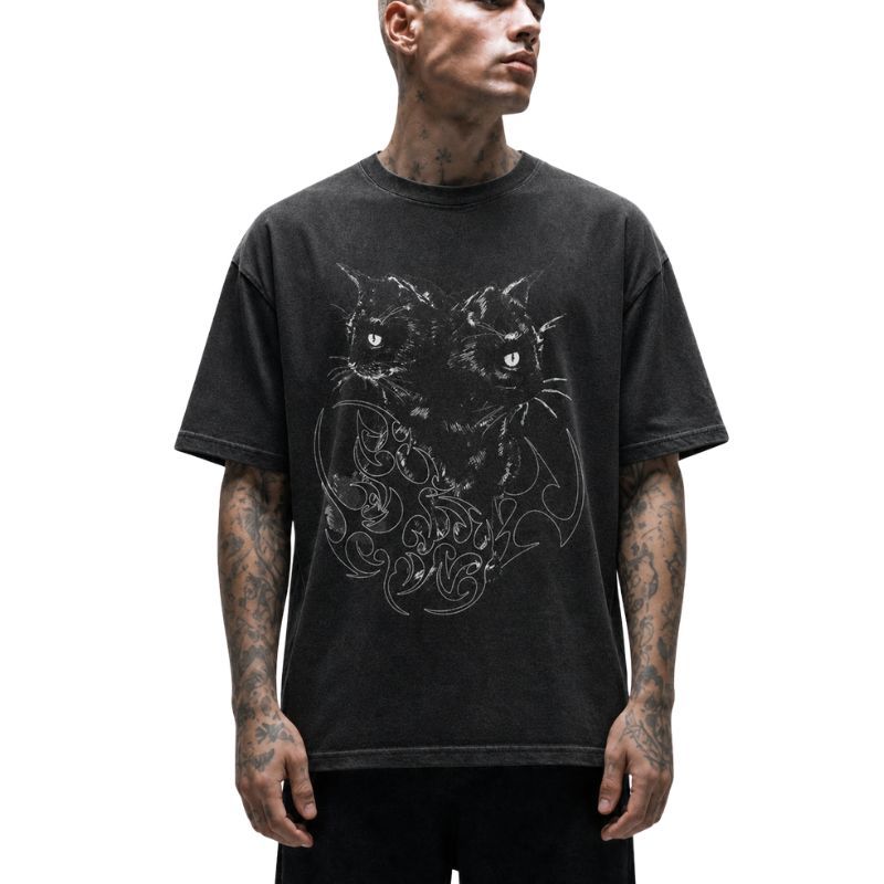 Two-Headed Cat Tribal T-Shirt