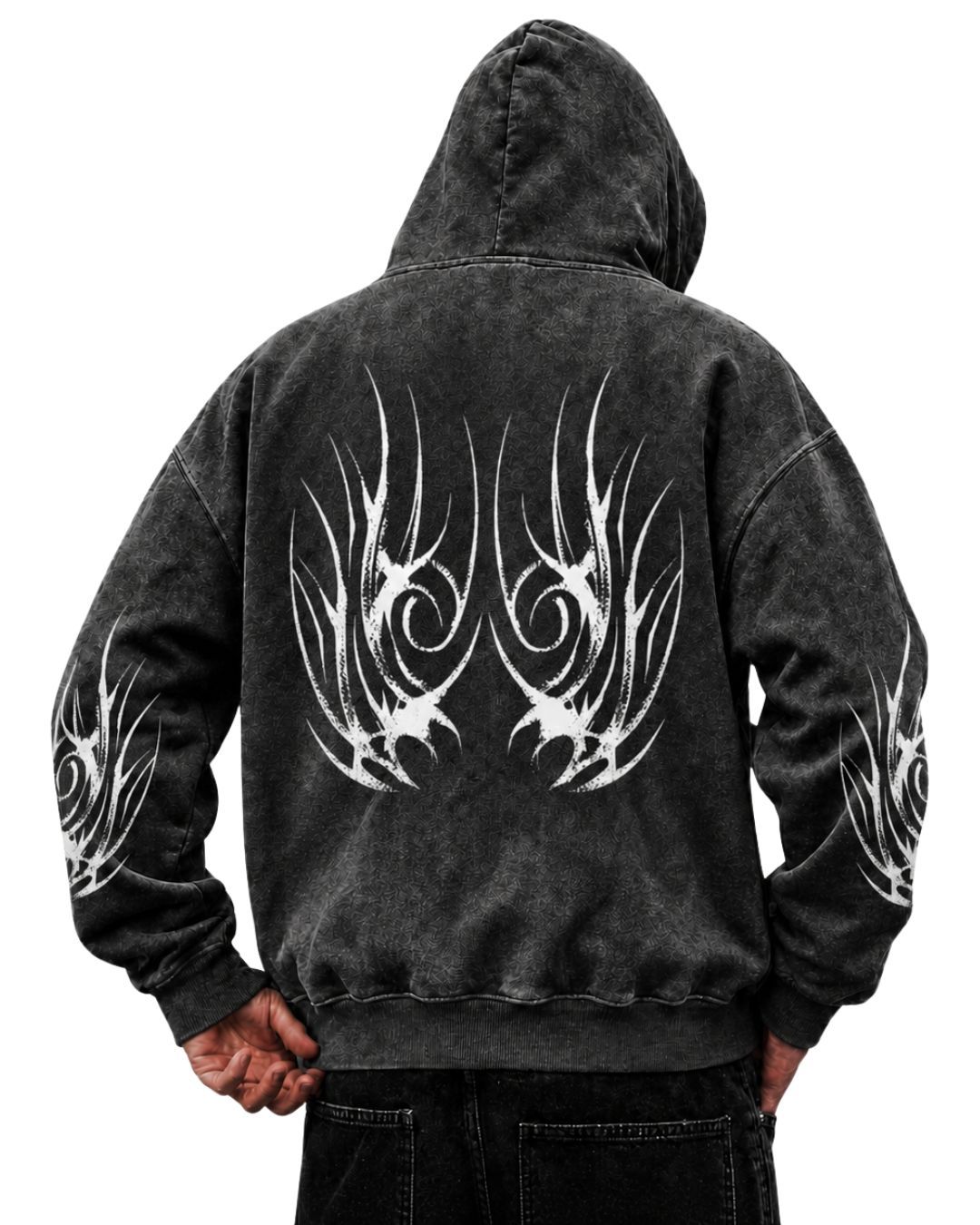 Cyber Tribal Wing Zip-Up Hoodie
