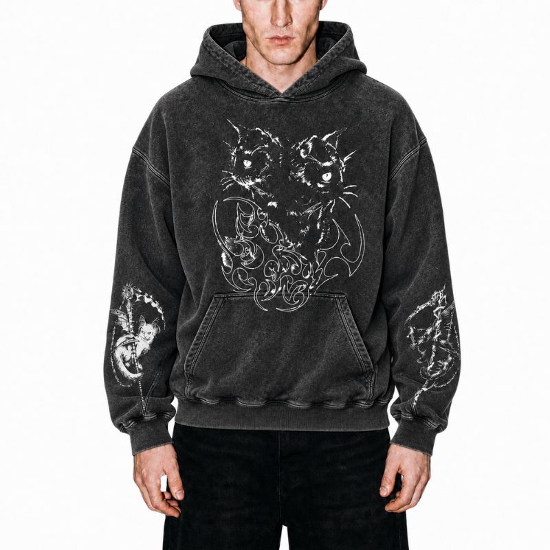 Twin Grim Feline Washed Hoodie