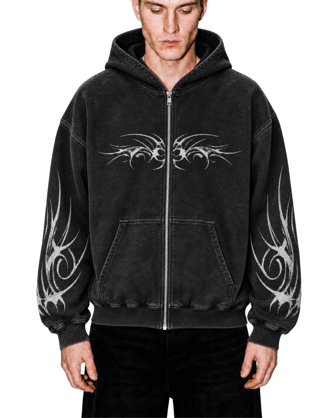 Cyber Tribal Wing Zip-Up Hoodie
