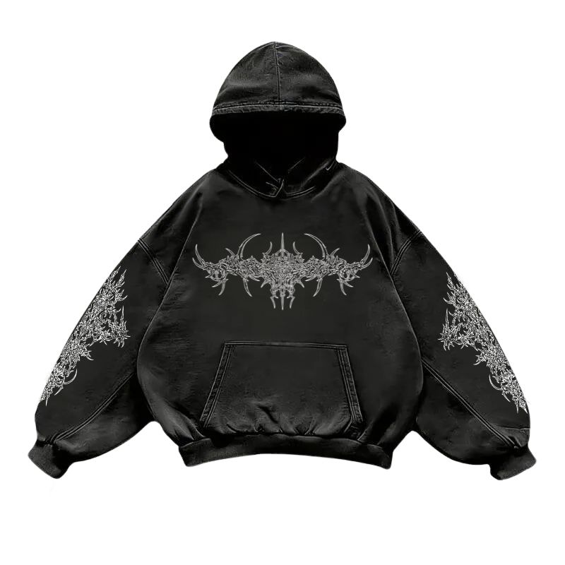 nitechapel-fractal-cyber-totem-hoodie-washed-black-front
