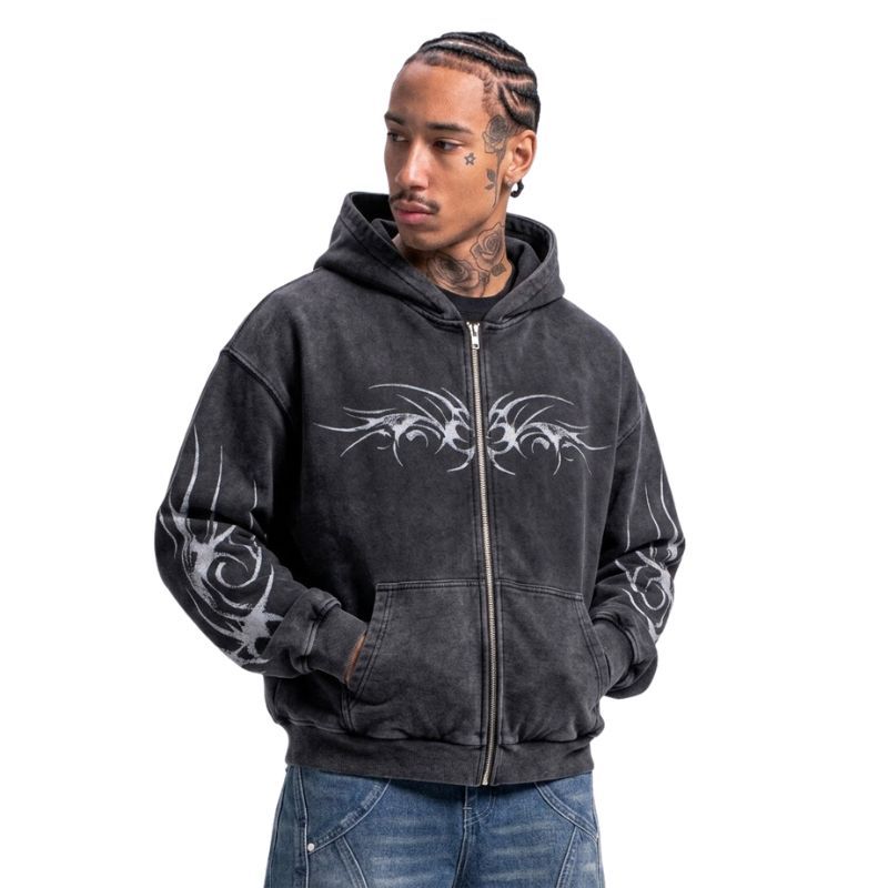 Cyber Tribal Wing Zip-Up Hoodie