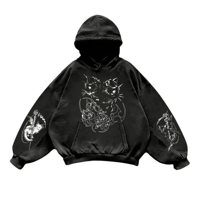 nitechapel-twin-grim-feline-washed-hoodie-vintage-black-front