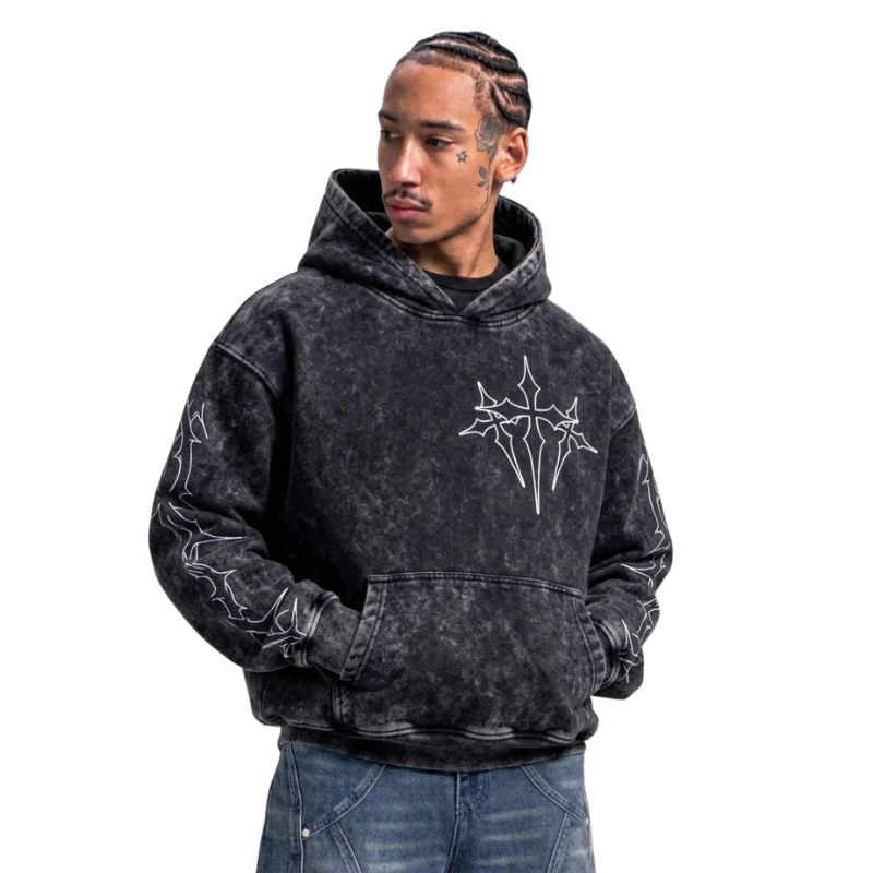 Cyber Sigilism Cross Back Print Hoodie