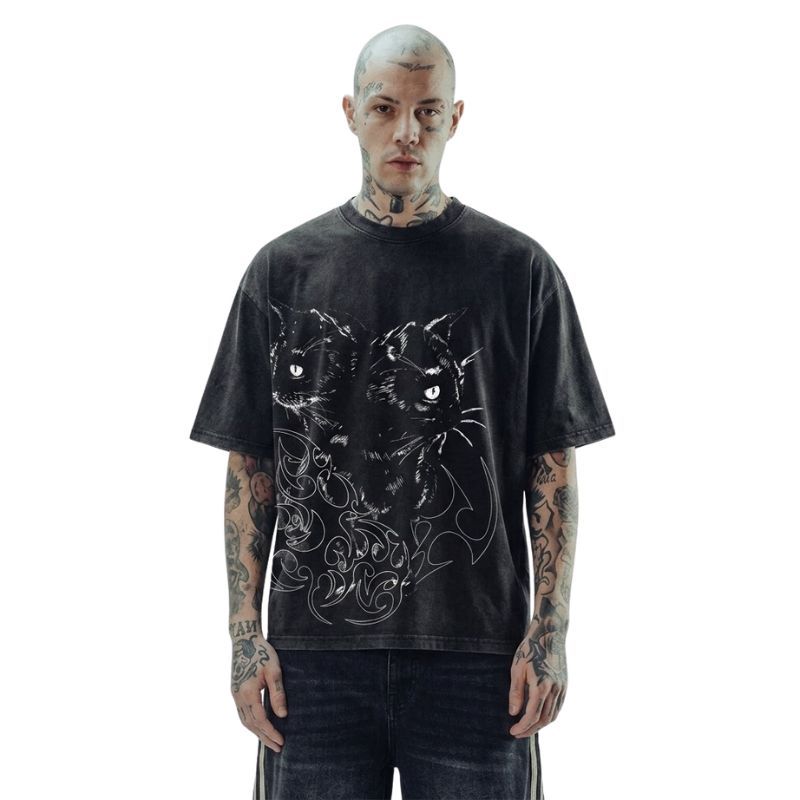 Two-Headed Cat Tribal T-Shirt