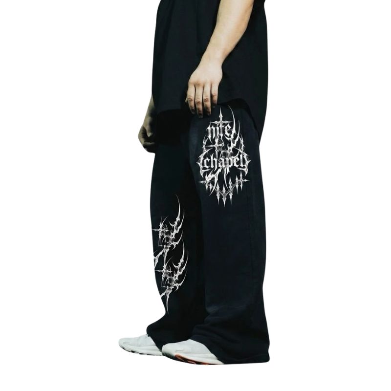 Gothic Blackletter Starburst Baggy Sweatpants