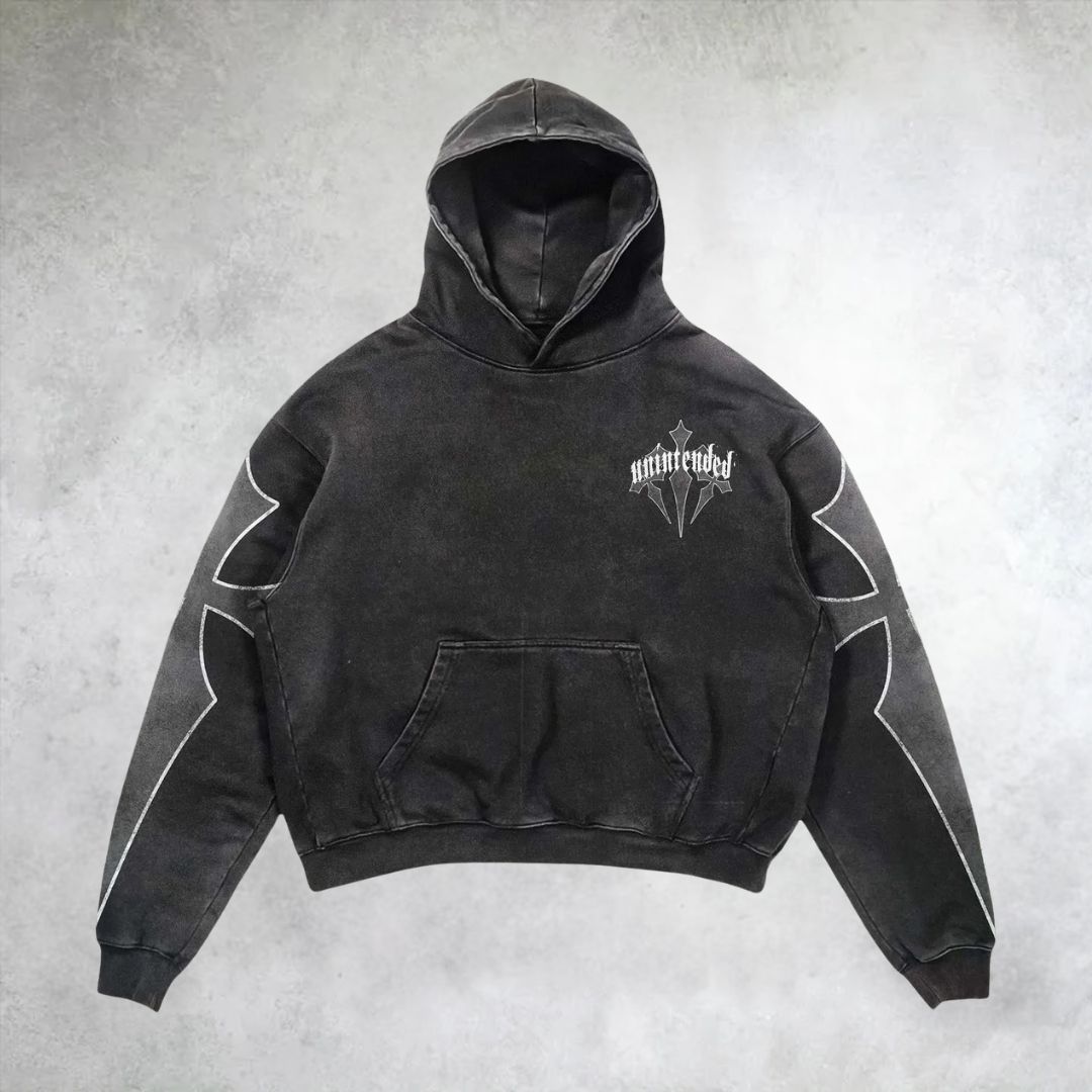 Unintended Cross Print Long Sleeve Hoodies