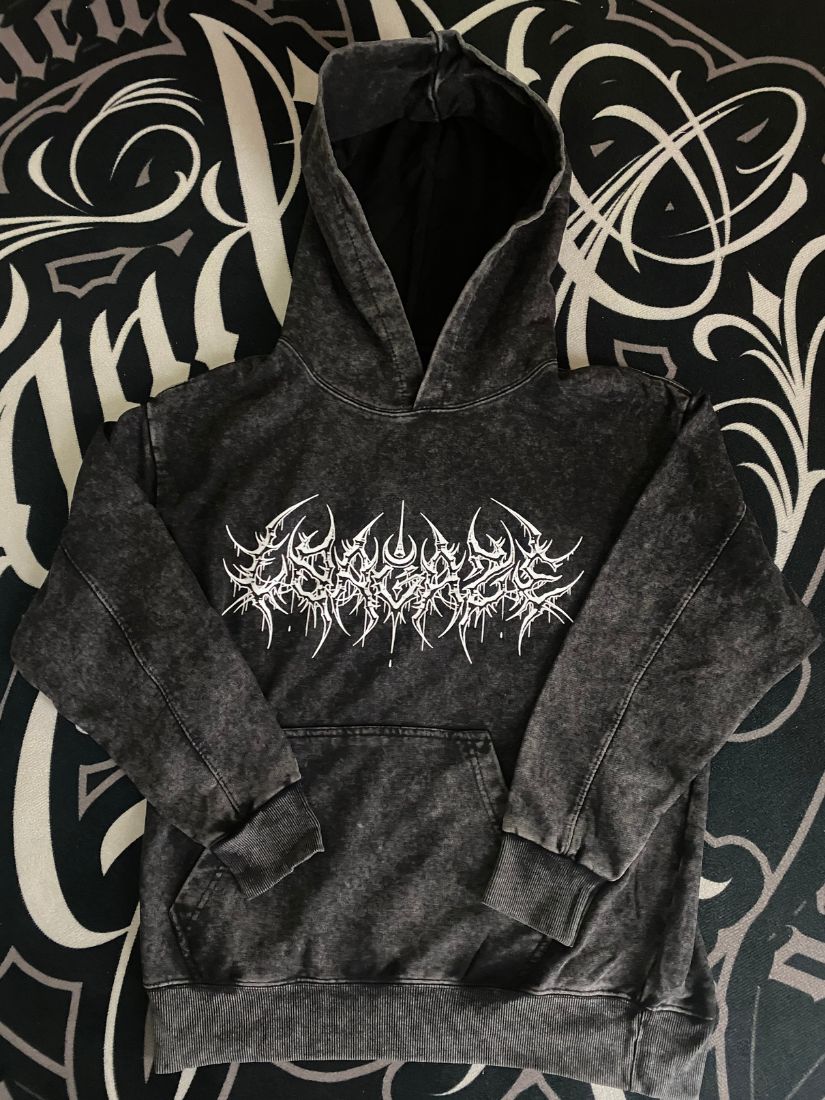 Black Metal Logo Cyber Spine Hoodie