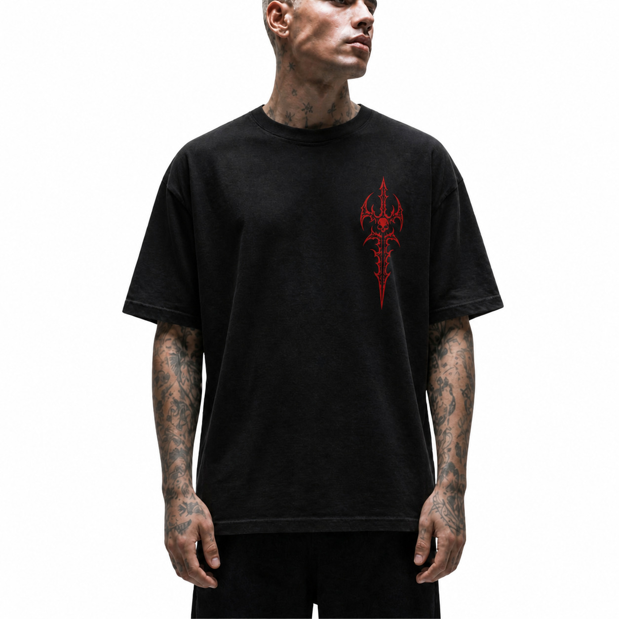 Cyber Skull Trident Heavyweight T-Shirt