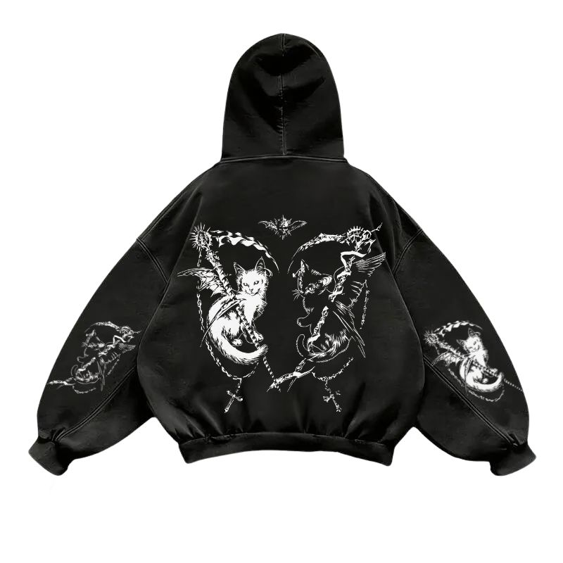 Twin Grim Feline Washed Hoodie