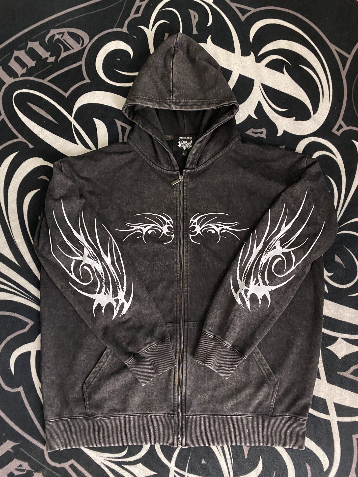 Cyber Tribal Wing Zip-Up Hoodie