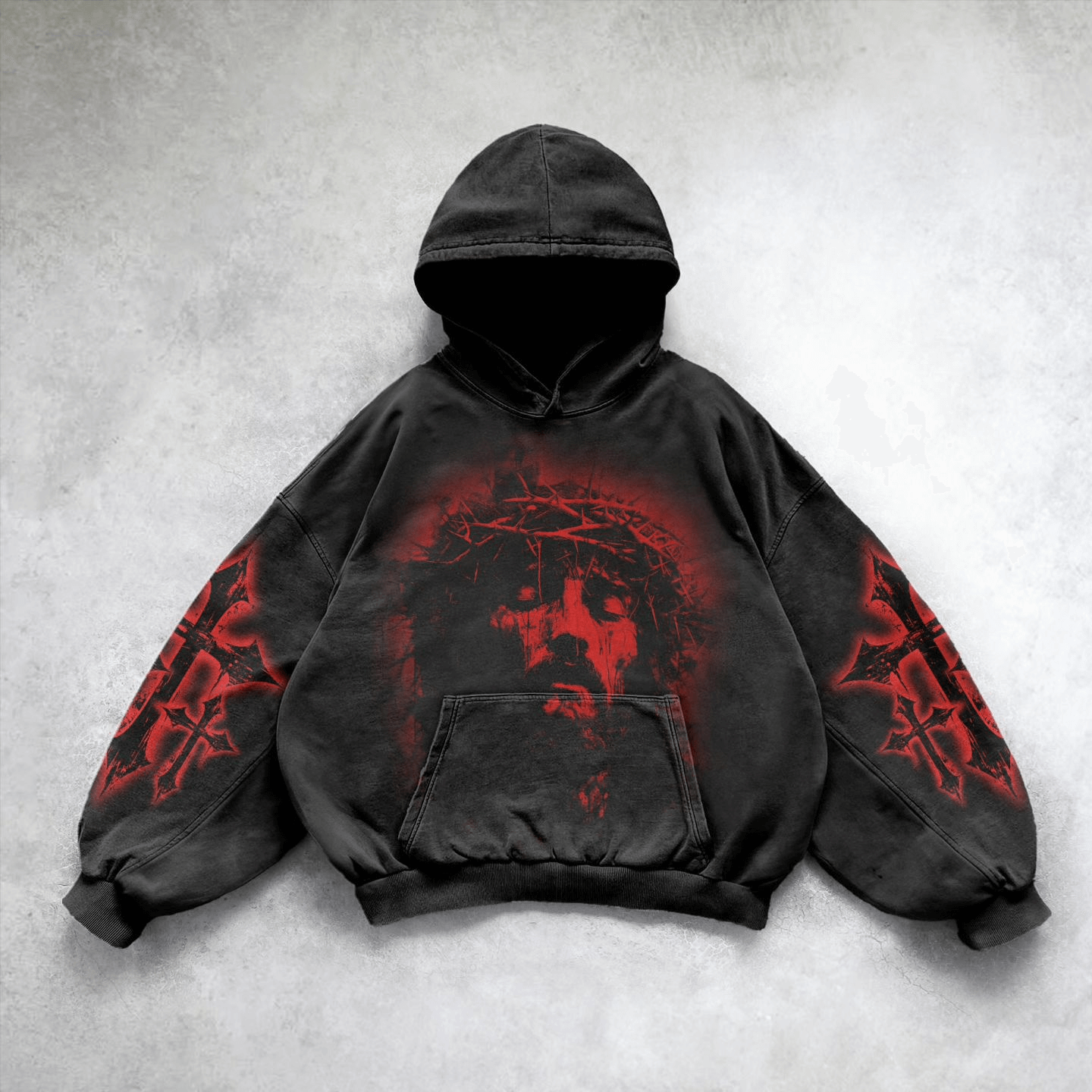 nitechapel-crown-of-thorns-jesus-hoodie-red-front