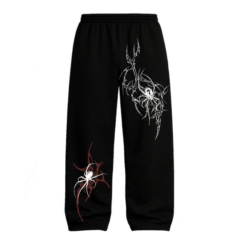 Arachnid Web Sigil Baggy Sweatpants - Oversized Grunge Spider Joggers