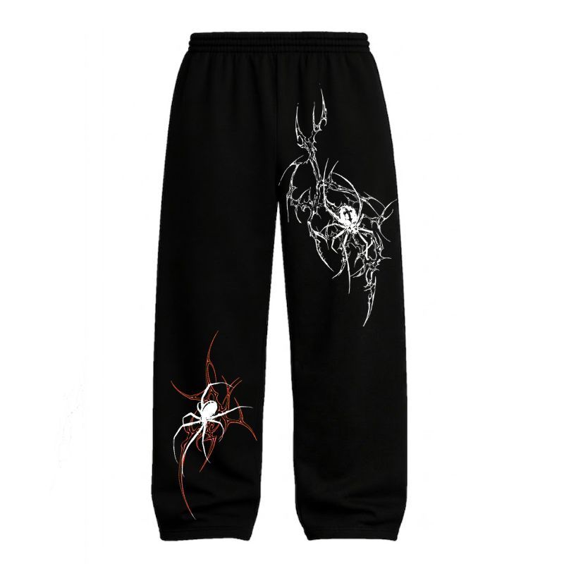 Arachnid Web Sigil Baggy Sweatpants - Oversized Grunge Spider Joggers
